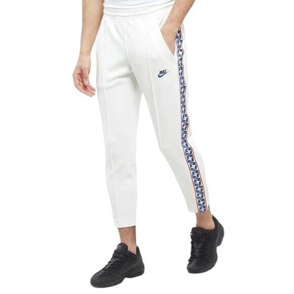 Nike Track Pants Mens Small White Side Stripe Tapered Fit Drawstring Sportswear - Picture 1 of 11